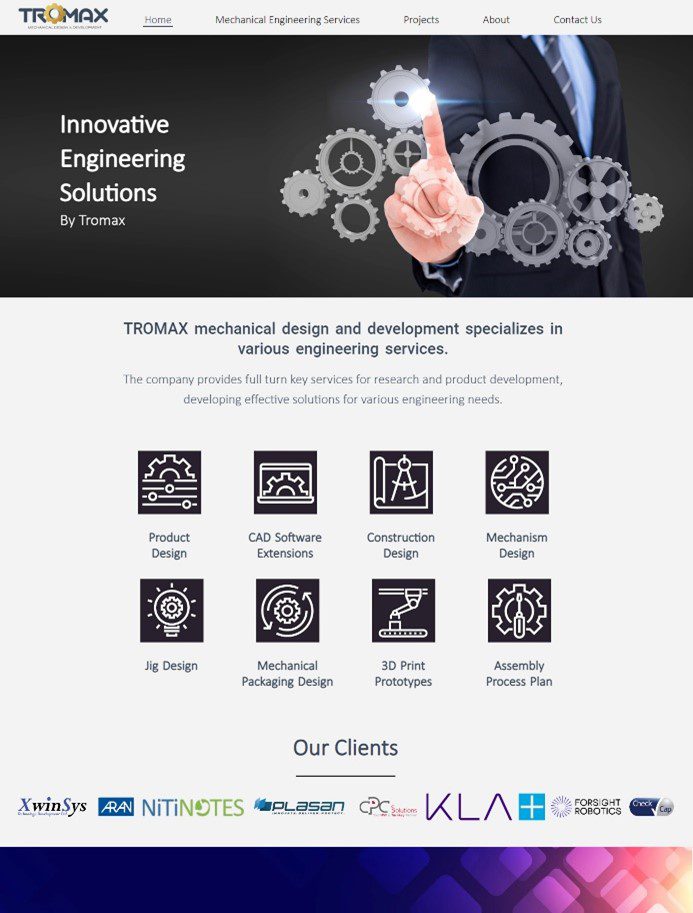 About 3 Tromax Home page